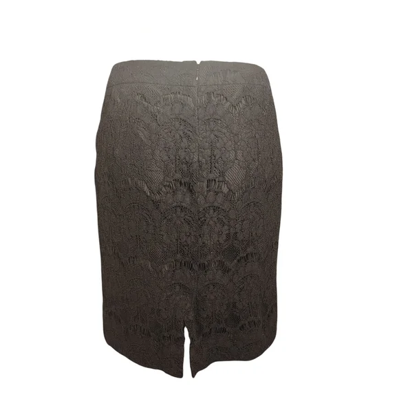 J.CREW Black Lace Pencil Skirt Cotton Nylon Lined Slit Size 0 - Picture 2 of 8
